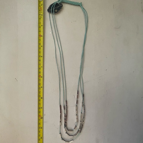 Geranium 3-Tier Silver Bead & Mint Green Necklace - Picture 2 of 4